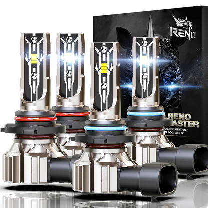 Picture of RENO 9005 9006 Bulb Combo, 9005 9006 Fog Lights Bulb, 9005 9006 Light Bulbs Fanless In Line HB3 HB4 Car Fog Bulb Plug and Play, Pack of 4