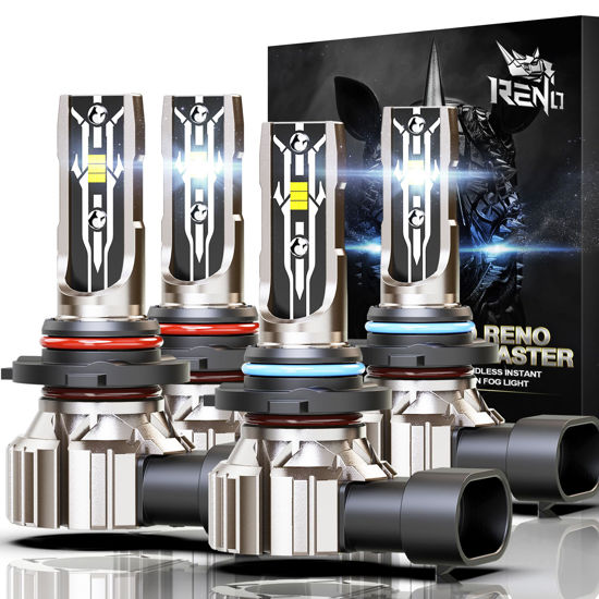 Picture of RENO 9005 9006 Bulb Combo, 9005 9006 Fog Lights Bulb, 9005 9006 Light Bulbs Fanless In Line HB3 HB4 Car Fog Bulb Plug and Play, Pack of 4