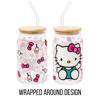 Picture of Silver Buffalo Sanrio Hello Kitty Strawberry Milk Bow Pink Polka Dot Glass Jar Tumbler with Bamboo Lid and Glass Straw, 16 Ounces