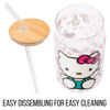 Picture of Silver Buffalo Sanrio Hello Kitty Strawberry Milk Bow Pink Polka Dot Glass Jar Tumbler with Bamboo Lid and Glass Straw, 16 Ounces