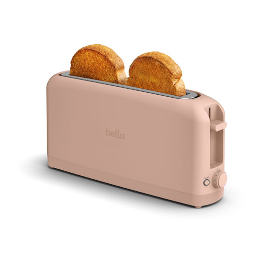 Picture of bella 2 Slice Slim Toaster, Fits-anywhere™ Kitchenware, 6 Setting Shade Control with Reheat & Cancel Buttons, Removable Crumb Tray, 10” Long Slot, Anti Jam & Auto Shutoff, 900 Watt, Blossom
