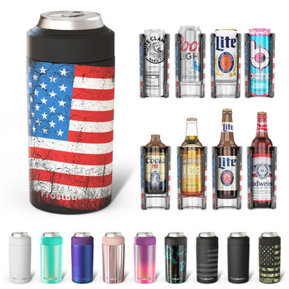 Picture of Frost Buddy Universal Can Cooler - Fits all - Stainless Steel Can Cooler for 12 oz & 16 oz Regular or Slim Cans & Bottles - Stainless Steel