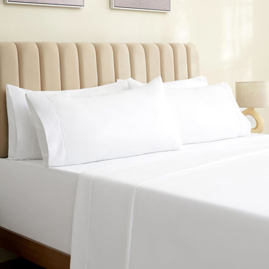 Picture of LuxClub 6 PC California King Size Sheet Set Bed Sheets Deep Pockets 18" Eco Friendly Wrinkle Free Cooling Sheets Machine Washable Hotel Bedding Silky Soft - White California King