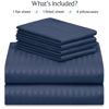 Picture of LuxClub 6 PC Full Size Sheet Set Bed Sheets, Breathable Luxury Bed Sheets, Deep Pockets 18" Wrinkle Free Cooling Bed Sheets Machine Washable Hotel Bedding (Full, Striped Navy)