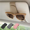 Picture of Ompellus 2 Pack Magnetic Leather Sunglass Holder, Eyeglass Hanger Clip for Car Sun Visor, Suitable for Different Size Eyeglasses (Beige, 2 Pack)