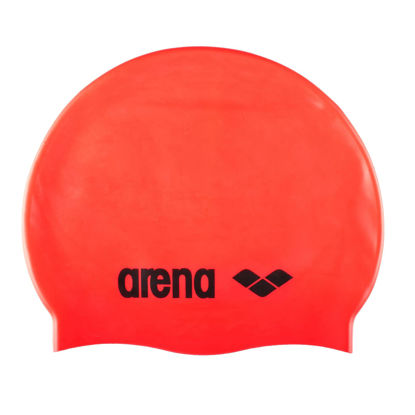 Picture of Arena Classic Unisex Soft Silicone Swim Cap for Women and Men, Intensive Training and Racing Comfortable Non-Slip Long Hair Swimming Hat, Fluorescent Red