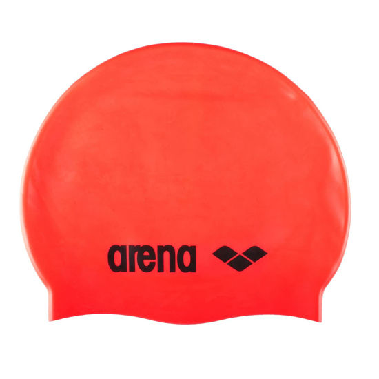 Picture of Arena Classic Unisex Soft Silicone Swim Cap for Women and Men, Intensive Training and Racing Comfortable Non-Slip Long Hair Swimming Hat, Fluorescent Red