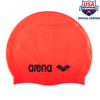 Picture of Arena Classic Unisex Soft Silicone Swim Cap for Women and Men, Intensive Training and Racing Comfortable Non-Slip Long Hair Swimming Hat, Fluorescent Red
