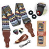 Picture of Guitar Strap For Acoustic Guitar , Electric Guitar and Bass Guitar, Adjustable Multi Color Woven Guitar Strap W/ FREE BONUS 2 Picks + Strap Locks + Strap Button. Gift Set For Men & Women Guitarist