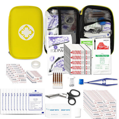 Picture of First Aid Kit Car Home Emergency Essential Kit - 275Pcs Basic Hiking Supplies Survival Gear First Aid Kits Camping Backpacking Sports Yellow YIDERBO