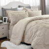 Picture of Bedsure Full Comforter Set Beige - Bed in a Bag Full Size 7 Pieces, GentleSoft™ Pintuck Bed Set Gift for Family, Pinch Pleat Beige Comforter with Sheets, Pillowcases & Shams