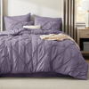 Picture of Bedsure Queen Comforter Set Grayish Purple - Bed in a Bag Queen Size 7 Pieces, GentleSoft™ Pintuck Bed Set Gift for Family, Pinch Pleat Grayish Purple Comforter with Sheets, Pillowcases & Shams