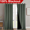 Picture of NICETOWN 100% Blackout Curtains 120" Long, Pair of Energy Smart & Noise Blocking Out Drapes for Baby Room Window, Thermal Insulated Guest Room Lined Window Dressing(Dark Mallard, 52" Wide)