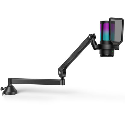 Picture of InnoGear USB Gaming Microphone Set, Noise Cancellation Condenser Mic with Boom Arm RGB Mute Headphones Jack for Streaming Podcasting Recording Vocal PC Computer YouTube Discord PS4 PS5, Black