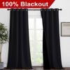 Picture of NICETOWN Extra Long Truly Blackout Drapes for Hall and Villa, 46-inch Width Each Panel, 96-inch Length, Black, 2 Pieces, 100% Blackout Window Curtain Panels with Black Lined for Night Shift Worker