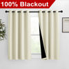 Picture of NICETOWN Warm Curtains for Winter, Bedroom Full Blackout Curtain Panels, Great Job for Blocking Light, Complete Blackout Draperies with Black Liner for Night Shift (Beige, Set of 2, 46 by 54-inch)