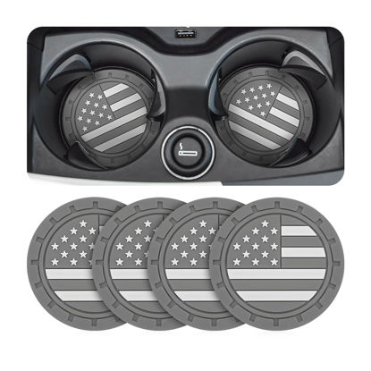 Picture of AUCELI 4 Pack Car Cup Holder Coasters, American Flag US Flag Insert Car Cup Coaster, 2.75 Inch Anti Slip Shockproof Embedded Drink Mat, Universal Vehicle Interior Decor Accessories