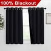 Picture of NICETOWN Extra Long Truly Blackout Drapes for Hall and Villa, 46-inch Width Each Panel, 45-inch Length, Black, 2 Pieces, 100% Blackout Window Curtain Panels with Black Lined for Night Shift Worker