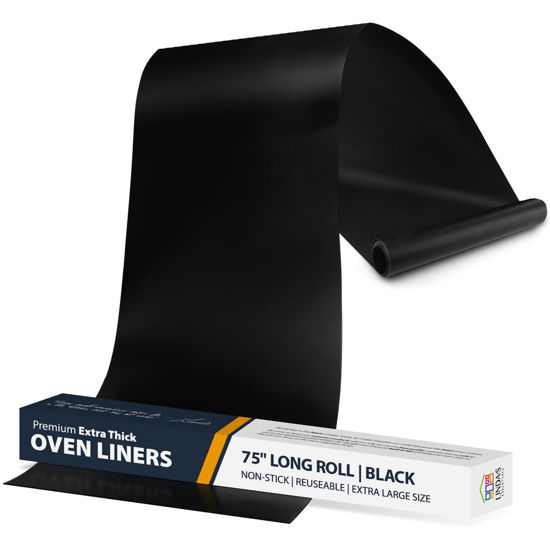 Picture of Oven Liners for Bottom of Oven - Large Heavy Duty Mats, 17” x 75” Non-Stick Reusable Liner for Electric, Gas, Toaster Ovens, Grills - BPA & PFOA Free Oven Cleaning Kitchen Accessory (Black)
