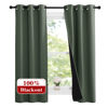 Picture of NICETOWN Dark Mallard 100% Blackout Lined Curtains, 2 Thick Layers Narrow Wide Window Treatment Panels Thermal Insulated Drapes for Kitchen Small Window (1 Pair, 37" Width x 63" Length Each Panel)