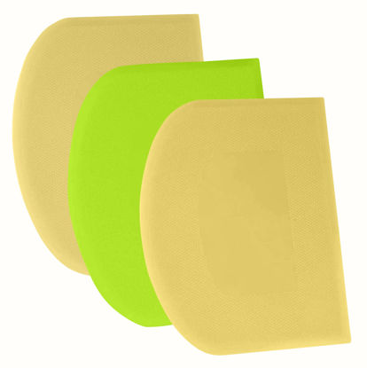 Picture of SURDOCA Dough Scraper Bench Scraper - 3P 4.7x3.7" Plastic Flexible Bowl Scraper, Sharp Edge & Angles Cake Scraper. Non-Slip Bakeware Decorating Tools Sculpting & Modeling Tools - Yellow+Green+Yellow