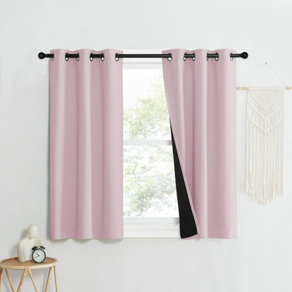 Picture of NICETOWN 100% Blackout Window Curtain Panels, Heat and Cold Blocking Drapes with Black Liner for Nursery, 50" Thermal Insulated Draperies (Lavender Pink, 2 Pieces, 37" Wide Each Panel)