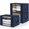 Picture of Fab totes 3 Pack Clothes Storage, Foldable Thick Fabric Blanket Storage Bags, Storage Containers for Organizing Bedroom, Closet, Clothing, Comforter, Organization and Storage with Handle,Blue
