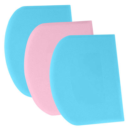 Picture of SURDOCA Dough Scraper Bench Scraper - 3P 7.1x4.9" Plastic Flexible Bowl Scraper, Sharp Edge & Angles Cake Scraper. Non-Slip Bakeware Decorating Tools Sculpting & Modeling Tools - Blue+Pink+Blue