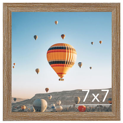 Picture of JCJMY 7x7 Picture Frame Rustic Brown for Wall Hanging or Tabletop, Wall Mounting Horizontally or Vertically, 7 x 7 Square Wall Gallery Poster Photo Frame with Shatter Resistant Plexiglass, Rustic Brown