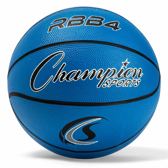 Picture of Champion Sports Rubber Intermediate Basketball, Heavy Duty - Pro-Style Basketballs, and Sizes - Premium Basketball Equipment, Indoor Outdoor - Sports Education Supplies (Size 6, Blue)