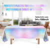 Picture of 3 Pack Iridescent Tablecloth, 54" x 108" Birthday Party Table Cloths Iridescence Plastic Disposable Table Covers Iridescent Party Decorations, Birthday Decor Tablecloth for Buffet Table