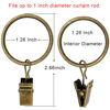 Picture of AMZSEVEN 100 Pack Curtain Rings with Clips, Drapery Clips with Rings, Drapes Rings 1.26 in Interior Diameter, Fits up to 1 in Curtain Rod, Bronze