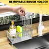 Picture of Cisily Sink Caddy Sponge Holder for Kitchen Sink, 304 Stainless Steel Rustproof, Kitchen Sink Caddy with High Brush Holder, Kitchen Sink Organzier Dish Sponge Organizer with Divider(Silver)