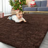 Picture of OLANLY Area Rugs for Living Room Bedroom, Machine Washable 4x5.9 Feet Soft Fluffy Shaggy Bedside Rug, Indoor Floor Carpet for Kids Girls and Boys, Dorms, Nursery Rooms, Home Decor Aesthetic, Coffee