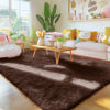 Picture of OLANLY Area Rugs for Living Room Bedroom, Machine Washable 4x5.9 Feet Soft Fluffy Shaggy Bedside Rug, Indoor Floor Carpet for Kids Girls and Boys, Dorms, Nursery Rooms, Home Decor Aesthetic, Coffee