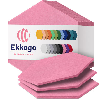 Picture of Ekkogo Acoustic Panels 12-Pack Soundproof Wall Panels 12''X10''X0.4'' Sound Panels High Density Sound Dampening Panels - [Chic Pink Hexagon]