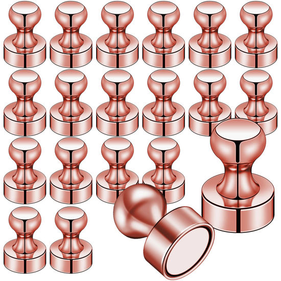 Picture of LOVIMAG 20 PCS Refrigerator Magnets, Rose Gold Fridge Magnets Strong Magnets for Whiteboard, Small Neodymium Magnets Ideal for Push Pin Magnets, Office Magnets, Classroom Magnets, Map Magnets