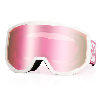 Picture of EXP VISION Ski Goggles Snowboard for Men Women, OTG Anti Fog UV Protection Snow Goggles (Pink Frame Pink)