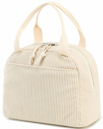 Picture of Bluboon Lunch Bag for Women Men Cute Corduroy Lunch Tote Bags Reusable Insulated Lunch Box Large Capacity Reusable Insulated Cooler for Work Picnic or Travel