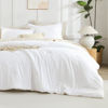 Picture of Litanika White Oversized King Comforter Set Super King Plus Size, 3 Pieces Lightweight Solid Bedding Comforter Set, All Season Fluffy Bed Set (128x120In Comforter & 2 Pillowcases)