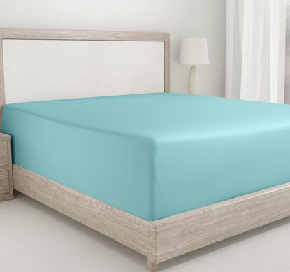Picture of Soft Deep Fitted Sheets Full 100% Cotton 400 Thread Count, No Pop-Off Elastic, Deep Pocket, Durable Sateen Weave Sheet with Head & Foot Tags (Full, Teal)