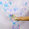 Picture of BRAVESHINE Iridescent Hanging Butterfly Fringe Backdrop - 2 Pack 3.2x6.6ft Holographic Foil Curtain Party Streamers Backdrop for Butterfly Birthdays Decorations, Bridal Shower, Baby, Bachelorette