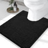 Picture of Smiry Luxury Chenille Toilet Rugs U-Shaped 24x20, Soft Absorbent Non-Slip Contour Bathroom Rugs for Toilet, Machine Washable Contoured Bath Mats, Black