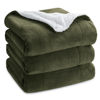 Picture of Bedsure Sherpa Fleece Blankets Queen Size for Bed - Thick and Warm, Soft Fuzzy Plush Queen Blanket for Winter, Olive Green, 90x90 Inches