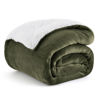 Picture of Bedsure Sherpa Fleece Throw Blanket Twin Size for Couch - Thick and Warm, Soft Fuzzy Plush Twin Blanket for Winter, Olive Green, 60x80 Inches
