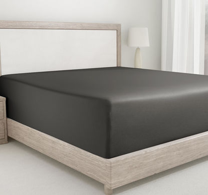 Picture of Soft Cotton Twin Fitted Sheet, 100% Cotton 400 Thread Count, No Pop-Off Elastic, Deep Pocket Cooling Sheets, Durable Sateen Weave Bottom Sheet for Kids & Adults with Head & Foot Tags (Dark Gray)
