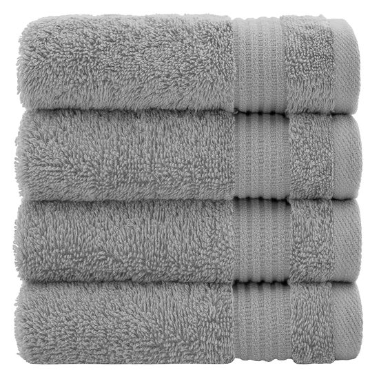 Picture of Cotton Paradise 100% Cotton Turkish Washcloths for Bathroom, 4 Piece Soft Absorbent Small Hand Face Towels Wash Rags for Body, Light Gray Wash Cloths