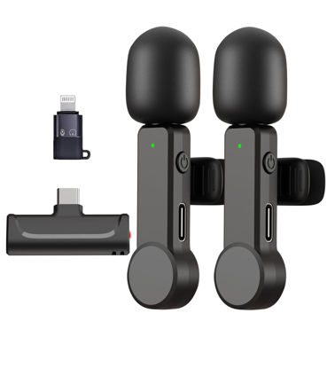 Picture of NPTCL Wireless Lavalier Microphone for iPhone 15 Android iPad - Cordless USB-C Mic Lightning for Video Recording Vlog, Crystal Clear Sound, Noise Reduction