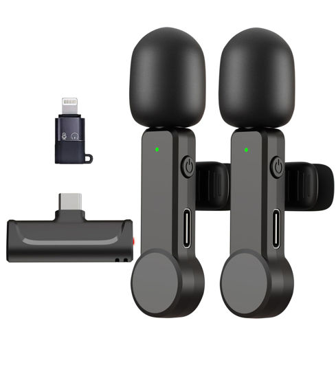 Picture of NPTCL Wireless Lavalier Microphone for iPhone 15 Android iPad - Cordless USB-C Mic Lightning for Video Recording Vlog, Crystal Clear Sound, Noise Reduction