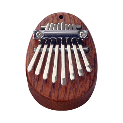 Picture of 8 Key Mini Kalimba Thumb Piano Solid Wood Finger Piano Portable Marimba with Lanyard, Gift for Kids Adults Beginners